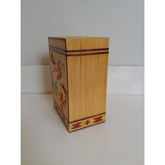 Chinese Shantou reed straw overlay tea caddy with goldfish motif from carved - Picture 4 of 10